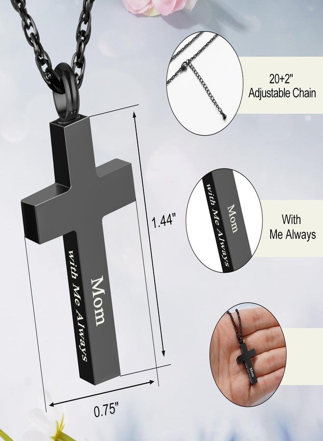 Dletay Cremation Cross Necklace for Ashes Stainless Steel Urn Pendant Ashes Holder Memorial Jewelry for Mom-With Me Always - Image 2